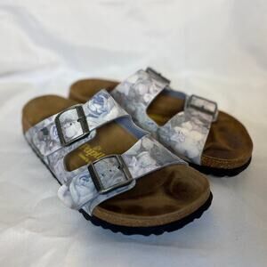 Papillio by Birkenstock Arizona Blue Rose Floral Cork Sandals EU 40